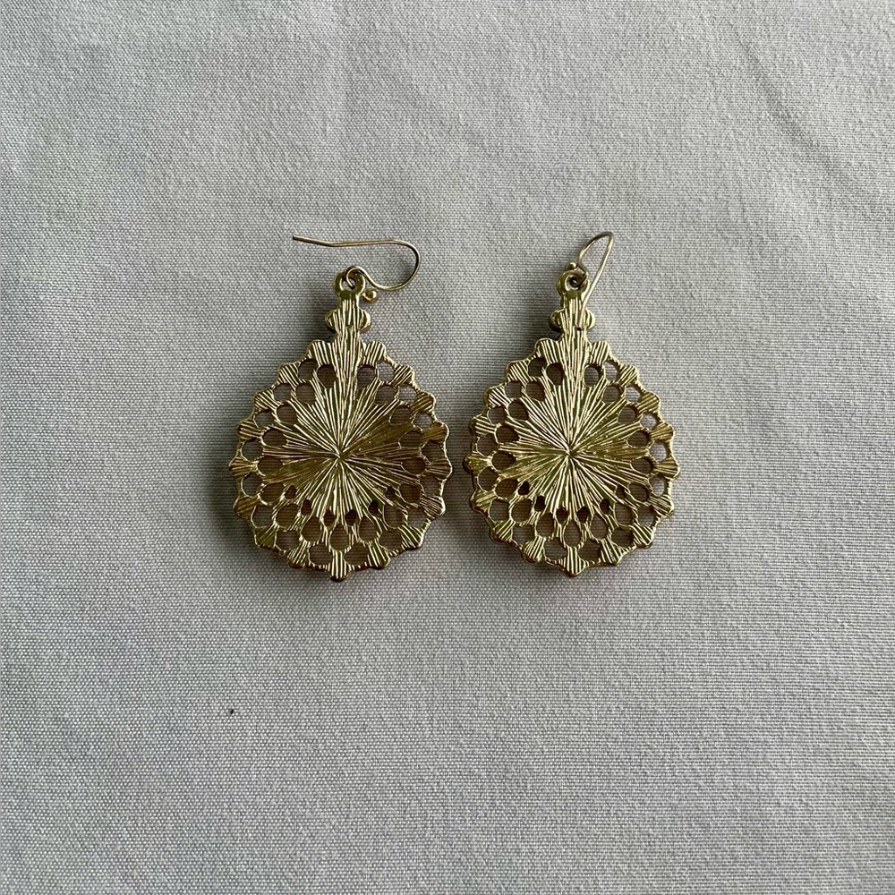 Vintage Lapis Lazuli Gold Drop Earrings - Picture 5 of 5